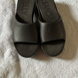 Lemon Jelly Black Slide Sandals